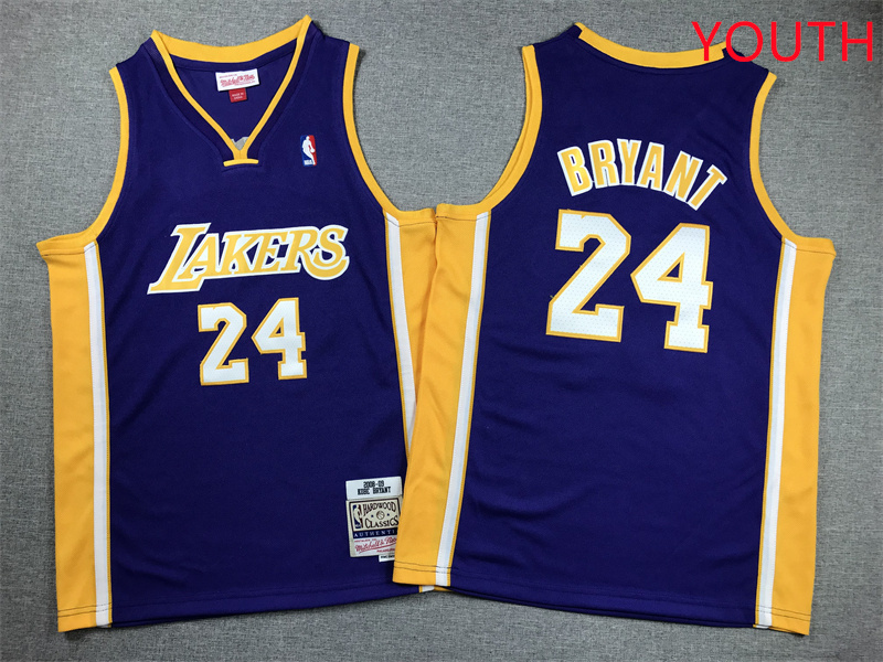 Youth Los Angeles Lakers #24 Bryant Purple 2025 NBA Jersey style 1